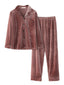 Plus Size Velvet Pajama Set: Lapel Button Top & Loose Straight Pants for Women