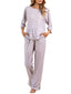 Women's Striped Pajama Set: Round Neck Top & Pocket Pants