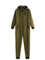 Men Mulit Pockets Thicken Loungewear Zip Down Jumpsuit Plain Hooded Pajamas