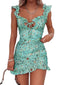 Women‘s Sleeveless Floral Print V Neck Stylish Beach Holiday Slim Dress
