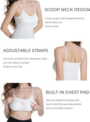 Camisole Tank Top for Women with Built-in Padded Shelf Bra Support,Spaghetti Strap Layering Camis, Basic Undershirt