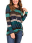 Women Multi-Color Striped O-Neck Twist Hem Long Sleeve T-Shirt