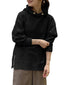 Women Korean Style Zipper Split Hem Commute Solid Hoodie