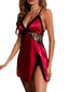 Women's Sexy Lace Backless Satin Mini Dress - ColorBlock Party & Lounge Wear