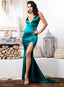 Green Sexy Deep V-Neck Hollow Out Open Back Bodycon Sling Long Dress For Ladies