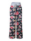 Women Plus Size Allover Flowers Print Drawstring Waist Loose Casual Home Pajamas Pants