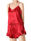 Women's V-Neck Ruffle Vest & Elastic Waist Pajama Set