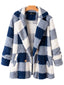 Women Plaid Warm Fluffy Plush Double Breasted Coat With Pocket