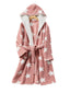 Women's Star Print Fleece Hooded Robe with Pockets - Warm & Cozy