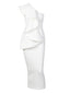 Love&Lemonade Sexy One-Shoulder Ruffled Trim Strapless Slim Bodycon Party Dress LM9521 WHITE