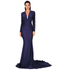 Love&Lemonade Sexy NAVY Deep V-Neck Slim Fit Elastic Fabric Trai Ling Dress LM81535 NAVY