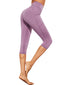 Solid Color Patchwork Pocket Elastic High Waist Cropped Running Jogging Women Yoga Leggings
