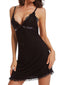 Women's Lace Backless Mini Strap Dress - Casual Solid Color Nightwear