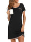 Women's Casual Crewneck T-Shirt Dress with Pocket - Solid Color Mini Shift Lounge Wear