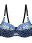 Women's Lace Bras Underwire Bras Fixed Straps Adjustable Full Coverage V Neck Breathable Push Up Pure Color Flower Floral