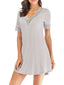 Women's Cozy Lace V-Neck Mini Dress - Casual Solid Color Lounge Wear