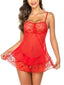 Women's Sexy Lace Mesh Mini Dress - Casual Solid Color Lounge Wear