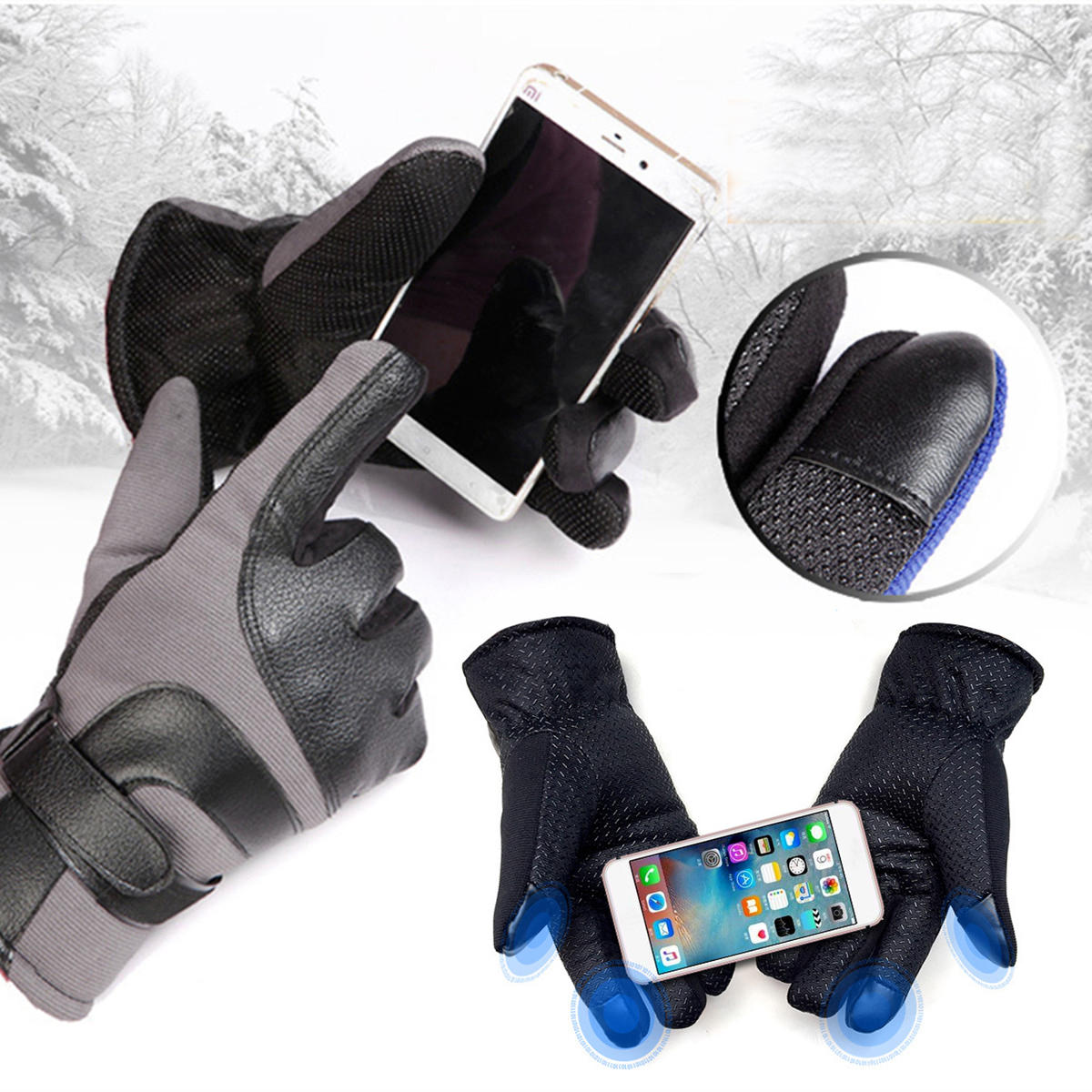Winter Warm Unisex Touch-Screen Thermal Lined Full-finger Gloves For Smart Phones Tablets