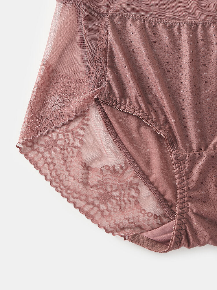Women's High Waist Lace Sheer Breathable Stretch Lingerie Panties