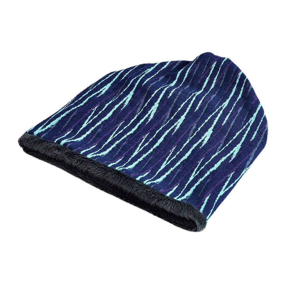Unisex Plus Velvet Thickness Keep Warm Riding Outdoot Stripe Pattern Multi-purpose Scarf Headgear Beanie Secondary image