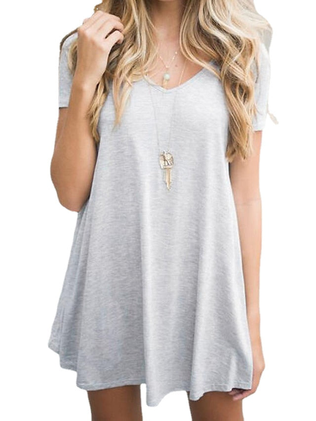 Women's Casual V-Neck Backless Sweater Dress - Solid Color Mini for Summer Lounge Secondary image