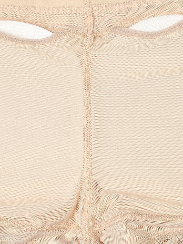 Plus Size Lace Trim Lift Hips Panties with Removable Pads