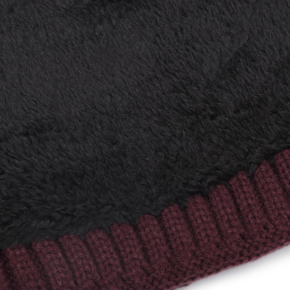 Mens Winter Ski Thicken Plush Earmuffs Knit Beanie Cap Windproof Skullcap