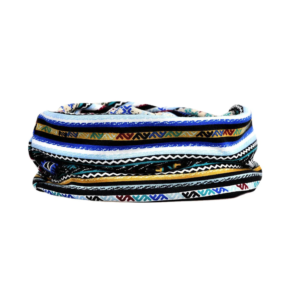 Women Winter Cotton Multi-purpose Flower Printing Casual Beanie Cap Neck Headgear