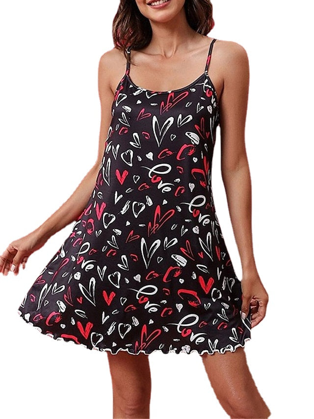 Women's Sheath Dress Slip Dress Mini Dress Sexy Dressy Print Heart Strap Party Home Main image