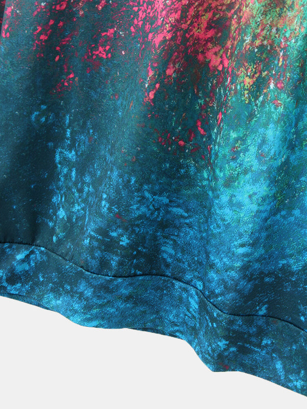 Women Colorful Tie-Dye Print O-Neck Casual Long Sleeve Pullover Sweatshirt