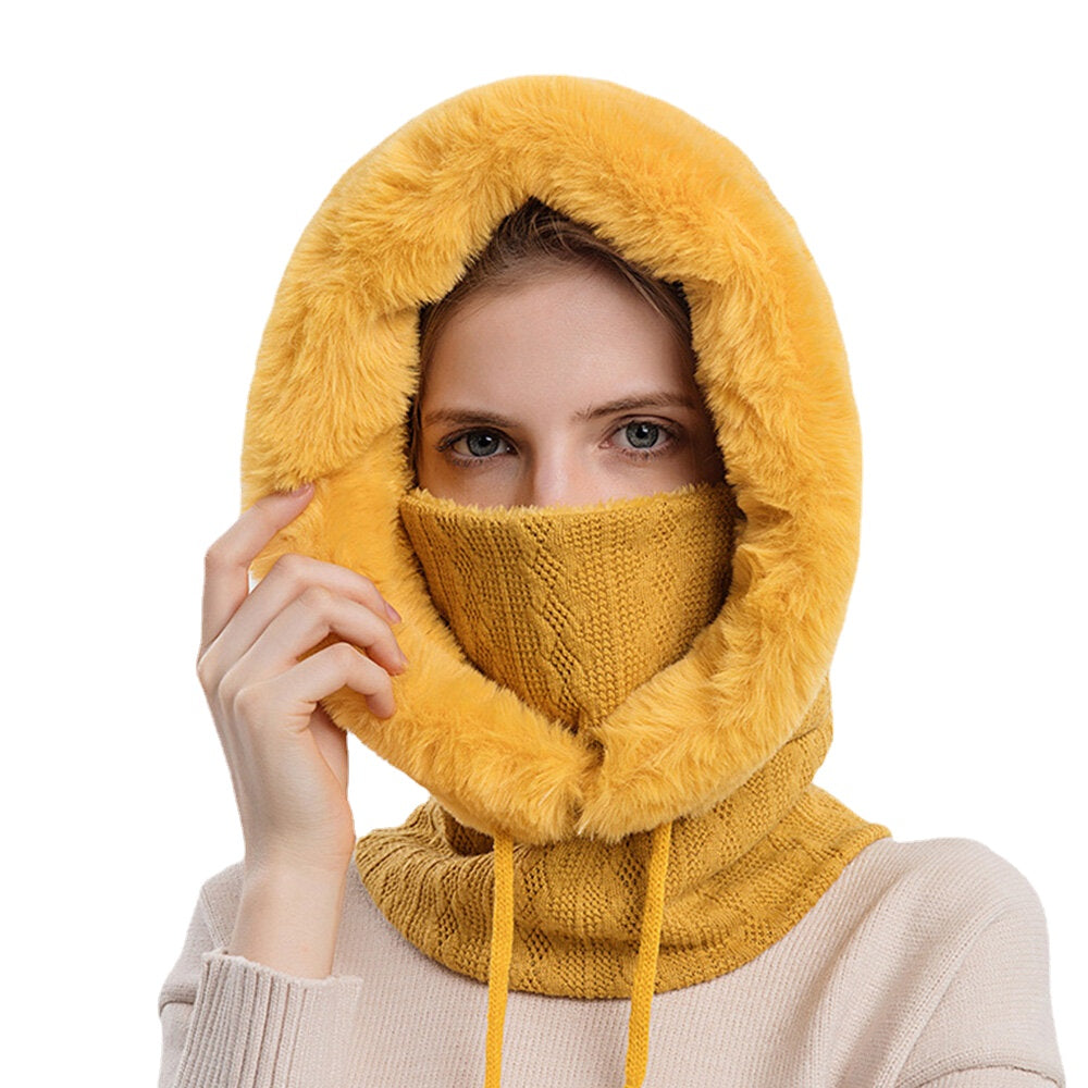 Women's Plush Hooded Neck & Ear Warmer: Cold-Proof Outdoor Riding Headgear Main image