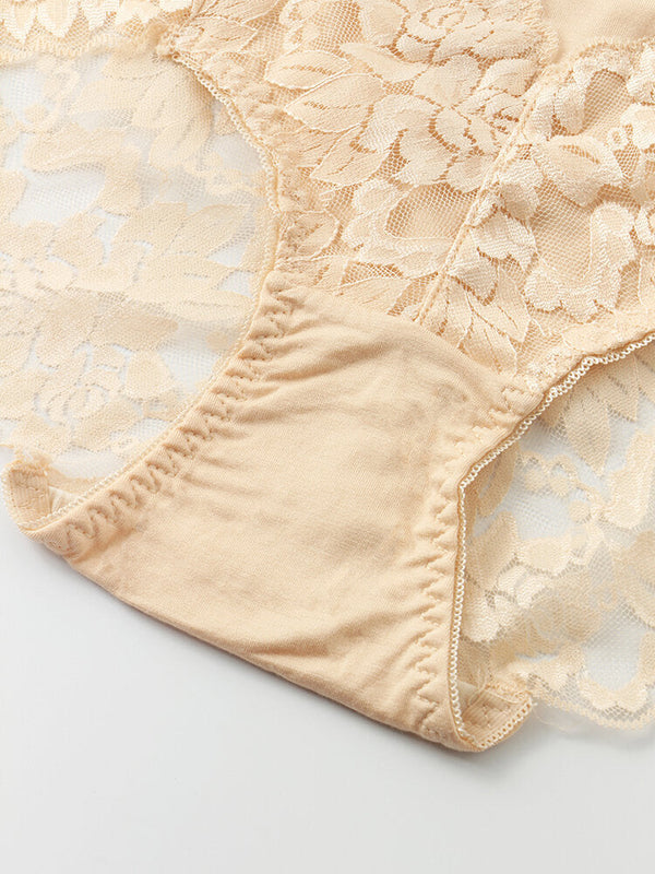 Women's Lace Trim Modal Silk Seamless Antibacterial Panties