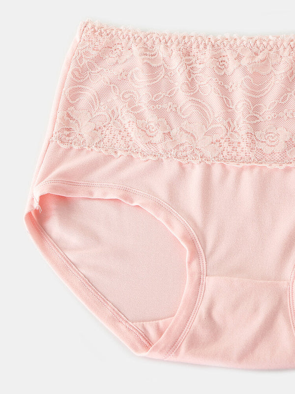 Plus Size Women's Floral Lace High Waist Cozy Panties