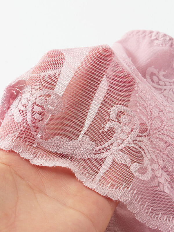 Plus Size Lace Jacquard Sheer High Waist Breathable Panties