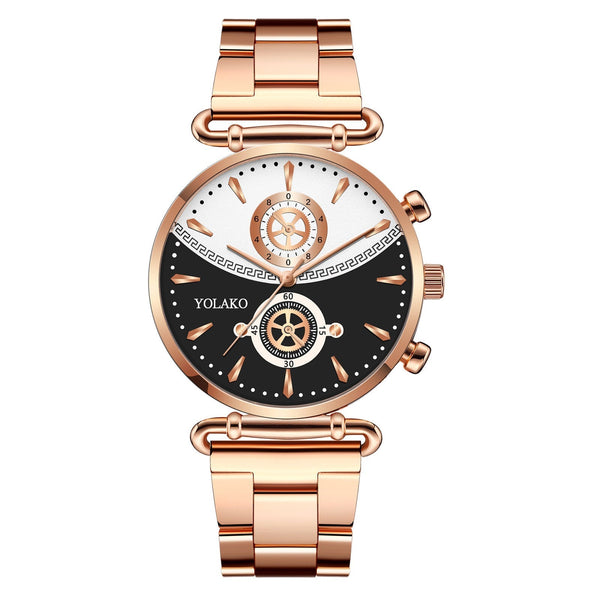 Fashion Casual Steel Alloy Mesh Strap Personality Gear Dial Quartz Watch for Men Women