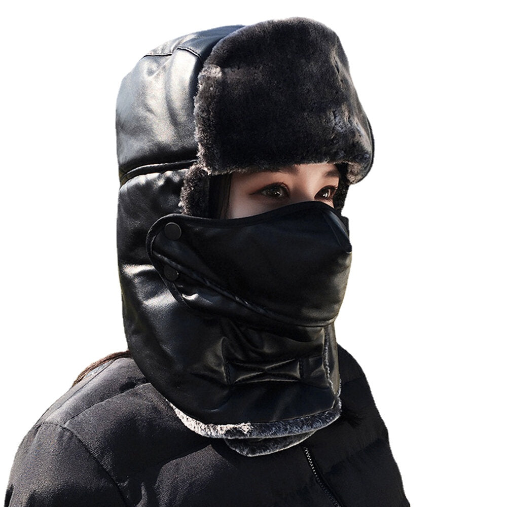 Unisex Faux Leather Trapper Hat: Warm, Windproof, Ear & Eye Protection for Outdoor Riding Secondary image