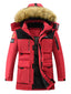 Mens Winter Thicken Multi-Pocket Zipper Fur Hooded Warm Down Coat