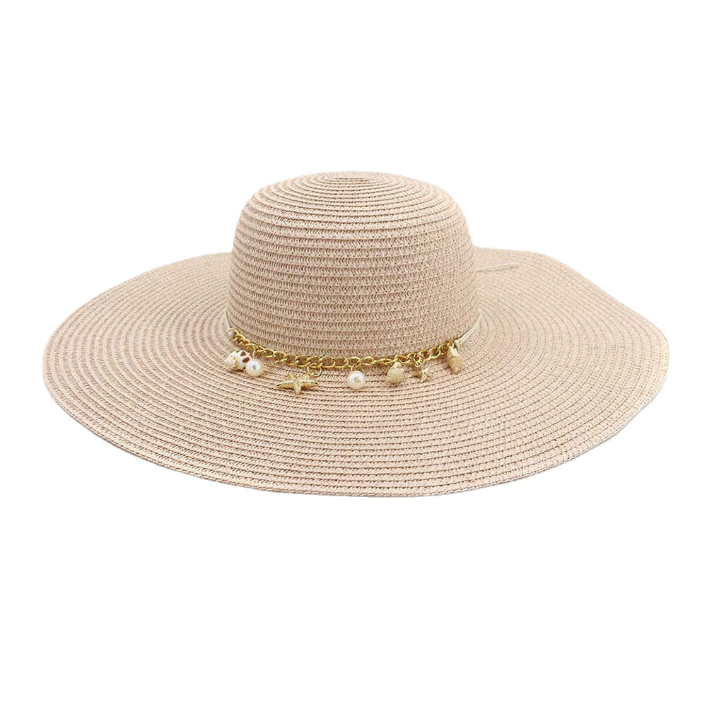Women Sunscreen Vacation Beach Sun Hat Trinket Chain Decoration Elegant Stylish Straw Hat