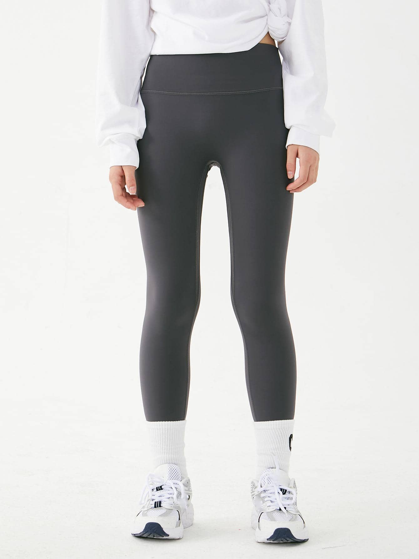 Tween Girl Quick-drying Yoga Tights - High Elasticity, Long, Plain, Knitted Fabric Main image