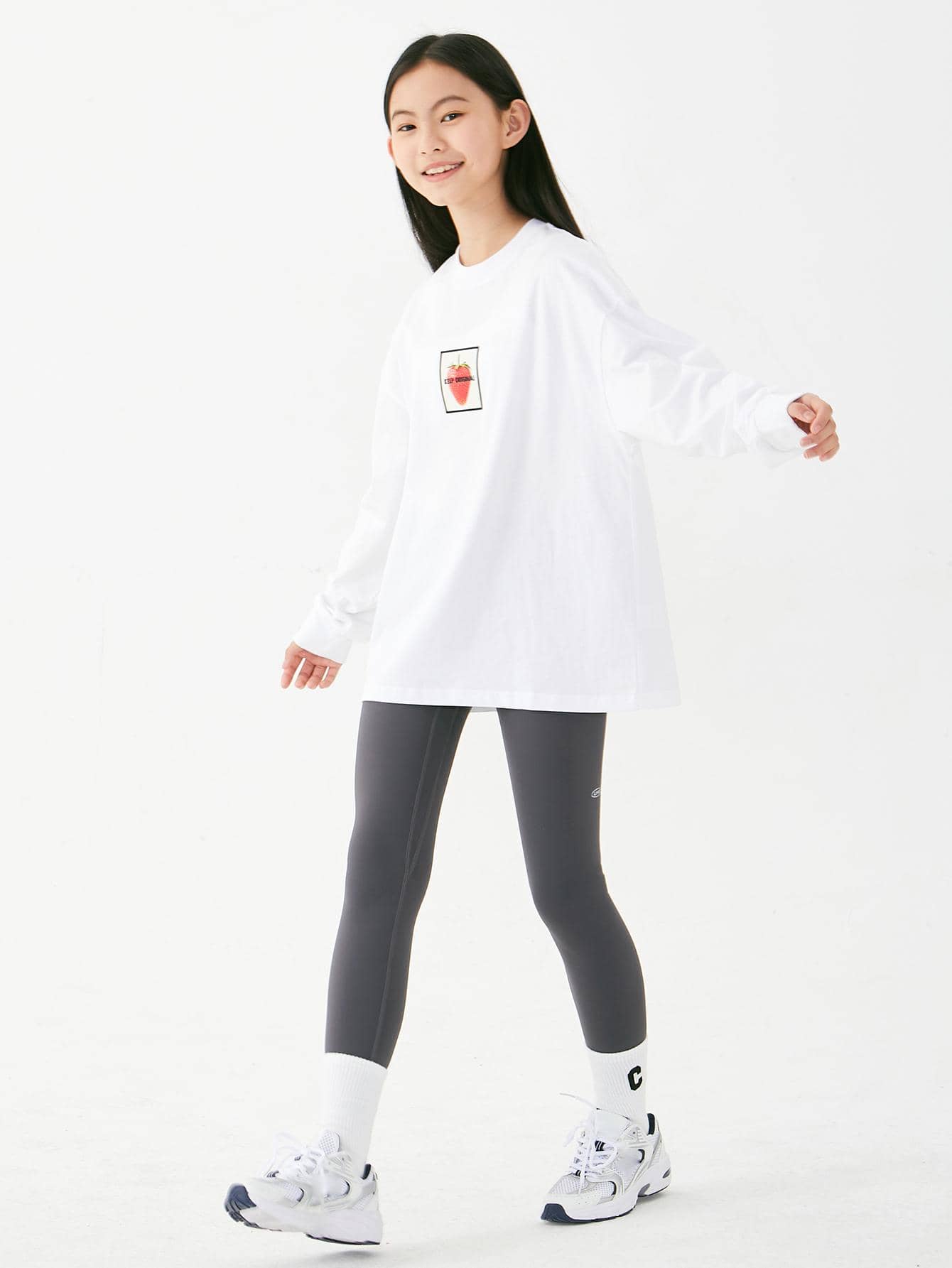 Tween Girl Quick-drying Yoga Tights - High Elasticity, Long, Plain, Knitted Fabric Secondary image