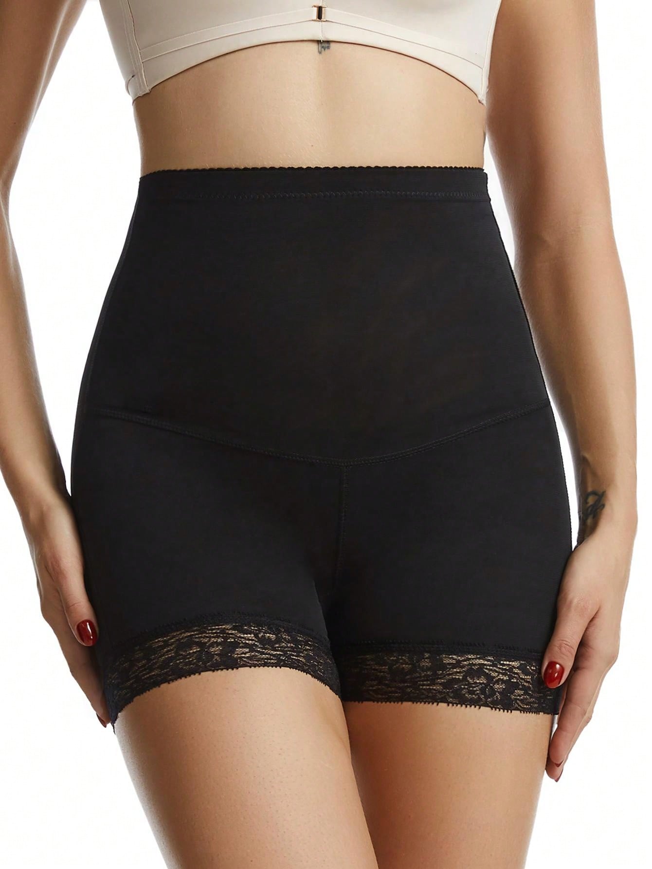 Women's Body Shaping Shorts with Lace Trim & Removable Pads for Tummy Control Secondary image