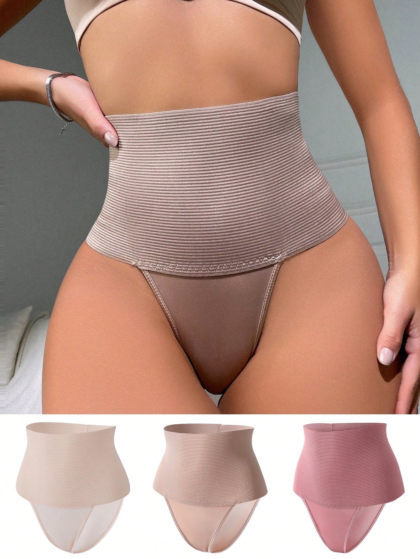 3-Pack High Waisted Shapewear Panties - Solid Colors Main image