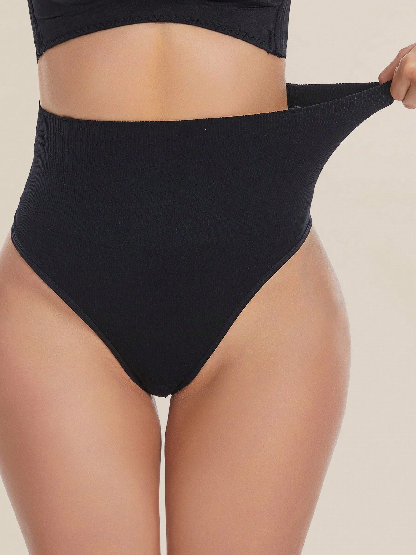 2 Pcs High Waist Seamless Thong Panties - Tummy Control & Butt Lifter Shapewear Secondary image