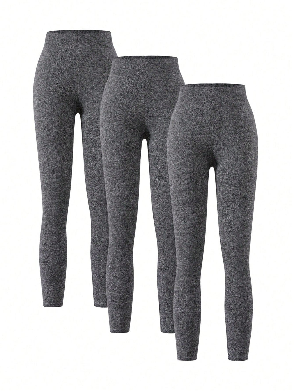Tween Girl 3pcs Solid Color Elastic Waist Leggings - Medium Stretch, Long Length