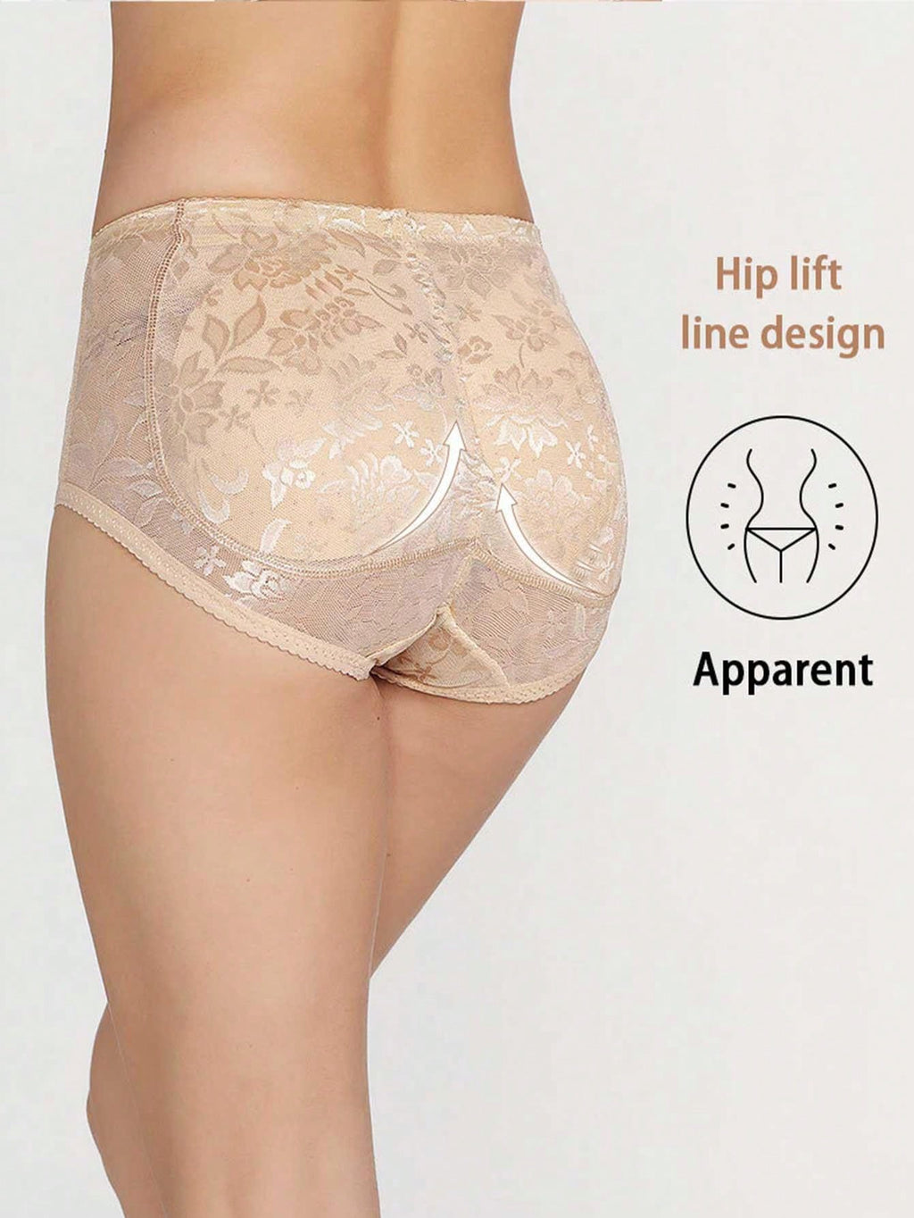 Women’s Low Waist Padded Butt Lifter Panties - Lace Body Shaper Underwear