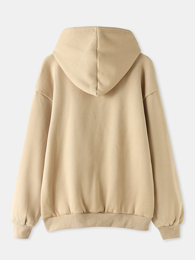 Women Letter Printing Velvets Kangaroo Pocket Cross-Border Warm Long-Sleeved Hooded Sweater Secondary image