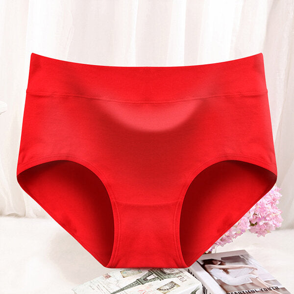 Soft Cotton Mid Waist Hip-Lifting Breathable Antibacterial Briefs