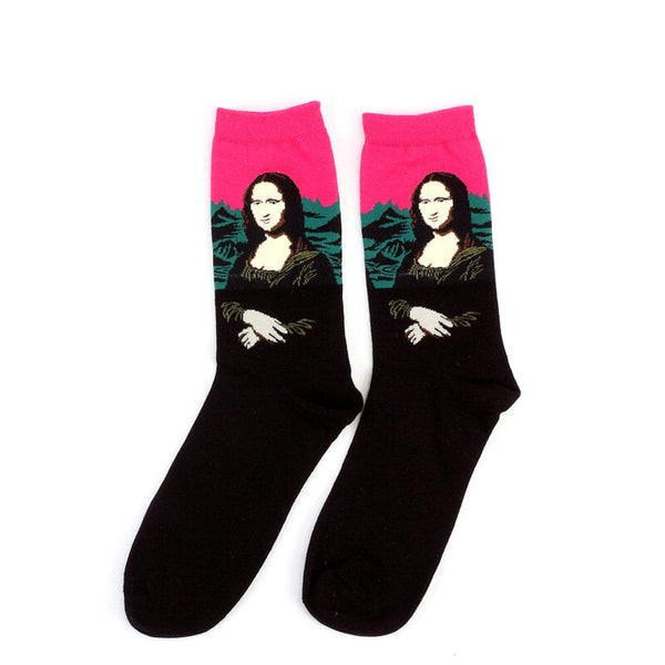 Unisex Mona Lisa Oil Painting Cotton Tube Socks