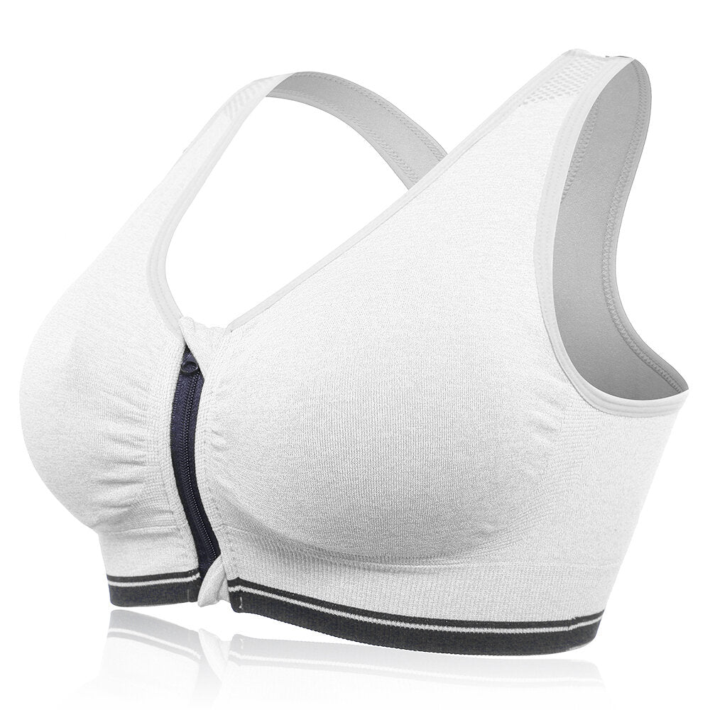 Front Zipper Padded Fitness Sports Shockproof Sporty Bra Tops