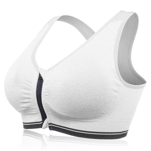 Front Zipper Padded Fitness Sports Shockproof Sporty Bra Tops
